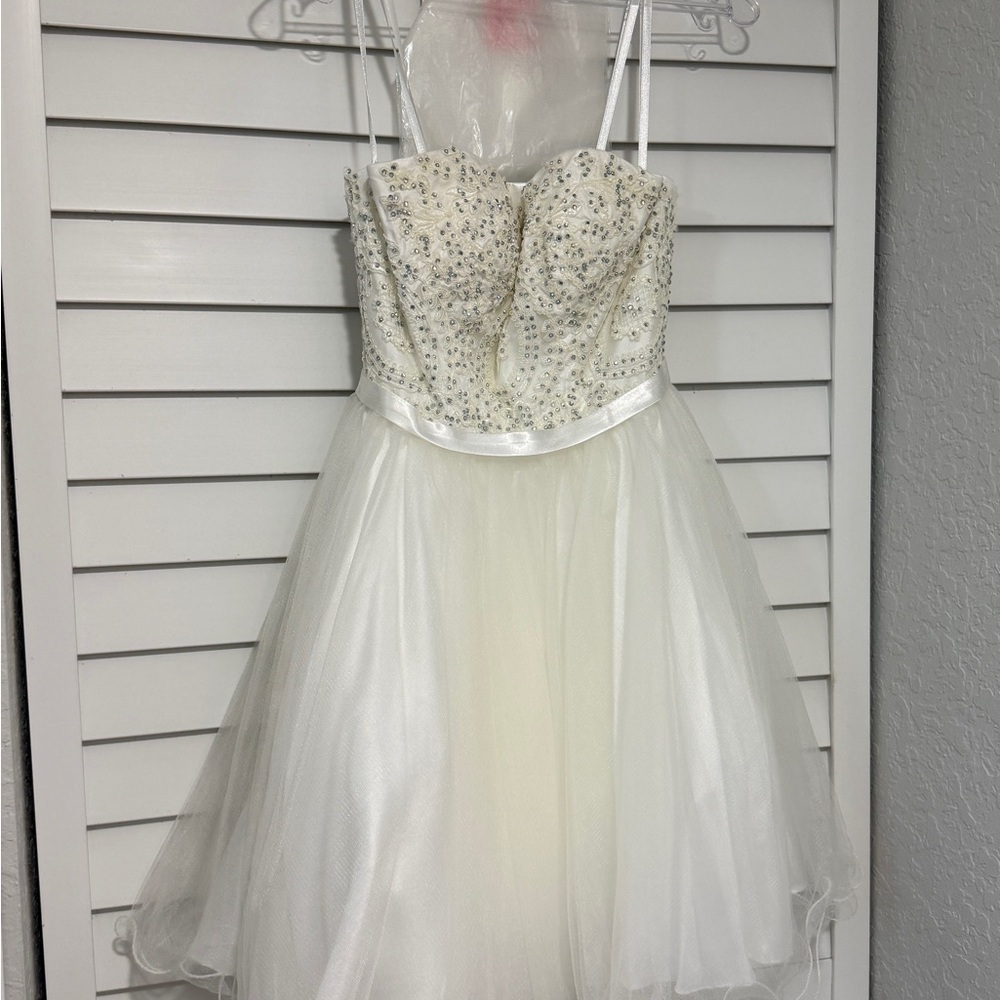 Dancing Queen White Dress with Silver Accents